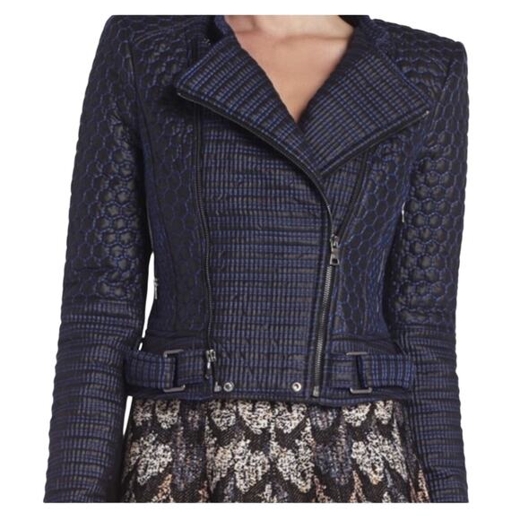 BCBGMAXAZRIA Alton Jacket Quilted Navy Blue and Black Moto XS - Picture 7 of 7